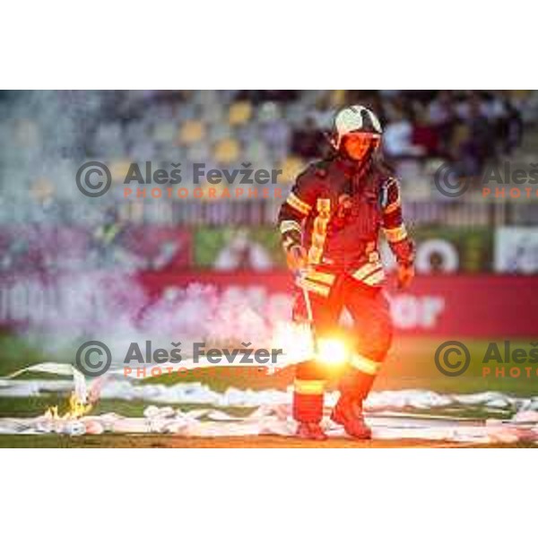 Firefighter during Prva liga Telemach football match between Maribor and Mura in Ljudski vrt, Maribor, Slovenia on September 19, 2021