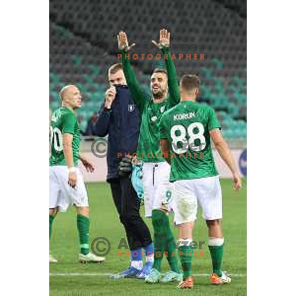 of Olimpija In action during Prva Liga Telemach football match between Olimpija and Domzale in Ljubljana, Slovenia on September 22, 2021