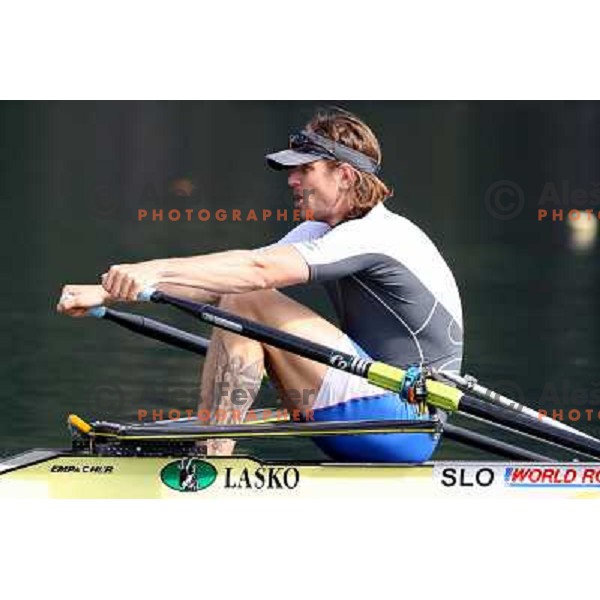 Luka Spik, Olympic gold medalist from Sydney 2000 and silver medalist from Athens 2004 during practice on lake Bled, Slovenia 28.4.2008. photo by Ales Fevzer 