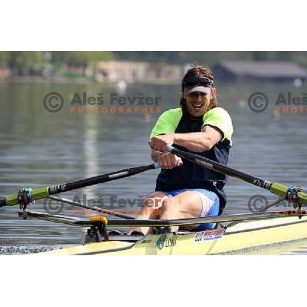 Luka Spik, Olympic gold medalist from Sydney 2000 and silver medalist from Athens 2004 during practice on lake Bled, Slovenia 28.4.2008. photo by Ales Fevzer 