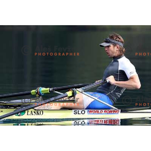 Luka Spik, Olympic gold medalist from Sydney 2000 and silver medalist from Athens 2004 during practice on lake Bled, Slovenia 28.4.2008. photo by Ales Fevzer 