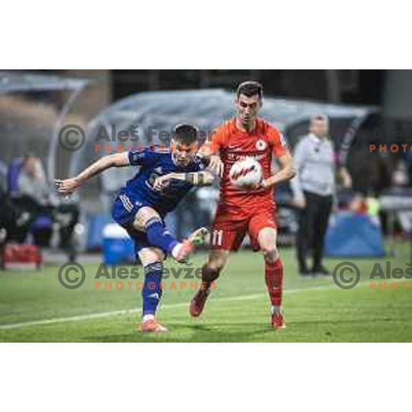 Gregor Sikosek vs Luka Kerin in action during Prva liga Telemach football match between Maribor and Celje in Ljudski vrt, Maribor, Slovenia on September 23, 2021
