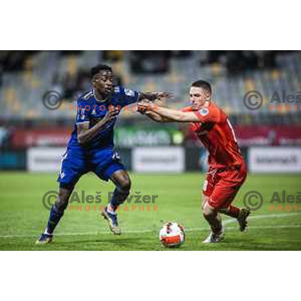 Antoine Makoumbou vs Tamar Svetlin in action during Prva liga Telemach football match between Maribor and Celje in Ljudski vrt, Maribor, Slovenia on September 23, 2021