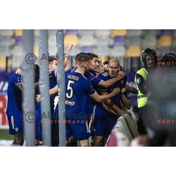Ognjen Mudrinski celebrating during Prva liga Telemach football match between Maribor and Celje in Ljudski vrt, Maribor, Slovenia on September 23, 2021