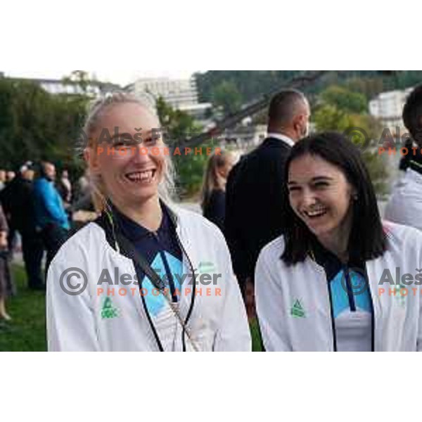 Janja Garnbret and Mia Krampl at Opening of the European Week of Sports, Bled, Slovenia on September 23, 2021