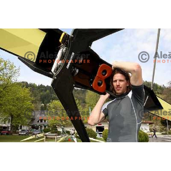 Luka Spik, Olympic gold medalist from Sydney 2000 and silver medalist from Athens 2004 during practice on lake Bled, Slovenia 28.4.2008. photo by Ales Fevzer 