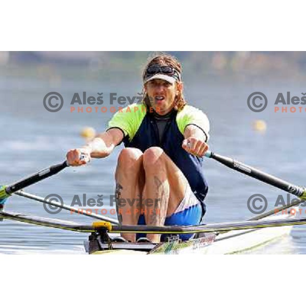 Luka Spik, Olympic gold medalist from Sydney 2000 and silver medalist from Athens 2004 during practice on lake Bled, Slovenia 28.4.2008. photo by Ales Fevzer 