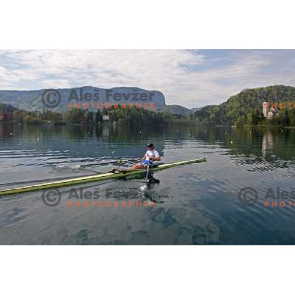 Luka Spik, Olympic gold medalist from Sydney 2000 and silver medalist from Athens 2004 during practice on lake Bled, Slovenia 28.4.2008. photo by Ales Fevzer 
