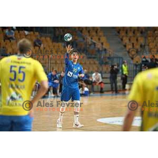 Andraz Makuc in action during 1.NLB leasing league handball match between Celje PL and Koper in Celje, Slovenia on September 24, 2021
