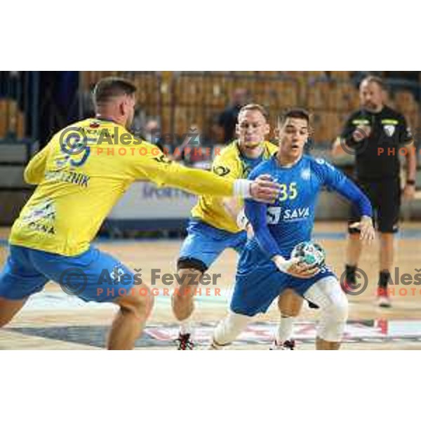 Andraz Makuc in action during 1.NLB leasing league handball match between Celje PL and Koper in Celje, Slovenia on September 24, 2021