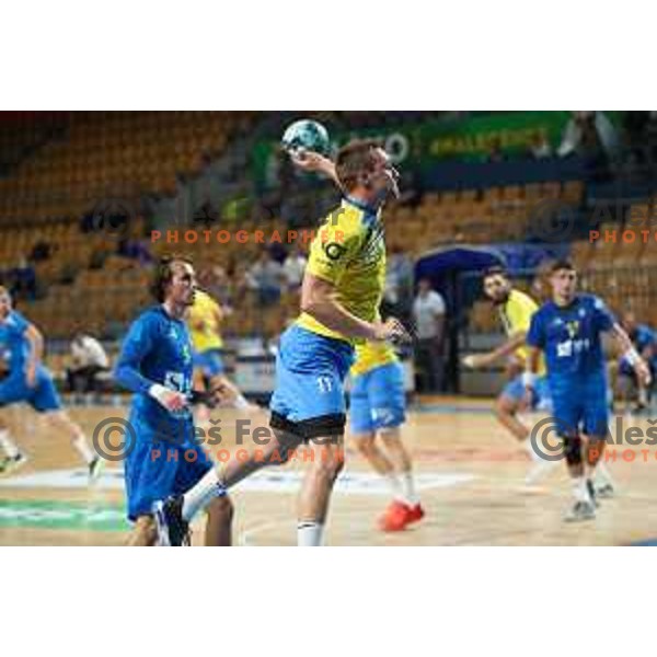 Gal Marguc in action during 1.NLB leasing league handball match between Celje PL and Koper in Celje, Slovenia on September 24, 2021