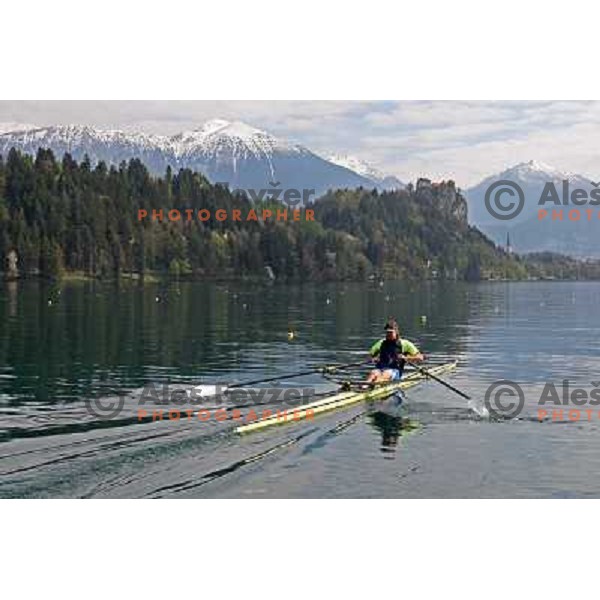 Luka Spik, Olympic gold medalist from Sydney 2000 and silver medalist from Athens 2004 during practice on lake Bled, Slovenia 28.4.2008. photo by Ales Fevzer 