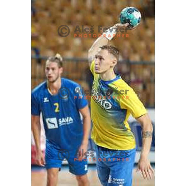 Tilen Kodrin in action during 1.NLB leasing league handball match between Celje PL and Koper in Celje, Slovenia on September 24, 2021