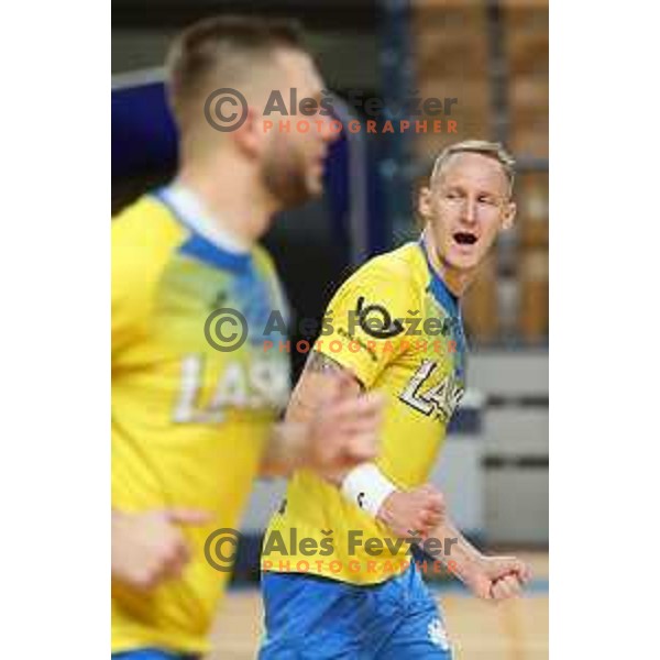 Tilen Kodrin in action during 1.NLB leasing league handball match between Celje PL and Koper in Celje, Slovenia on September 24, 2021