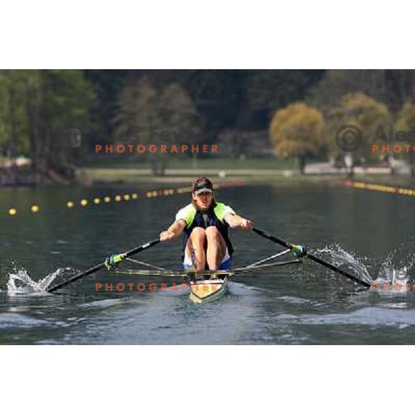 Luka Spik, Olympic gold medalist from Sydney 2000 and silver medalist from Athens 2004 during practice on lake Bled, Slovenia 28.4.2008. photo by Ales Fevzer 