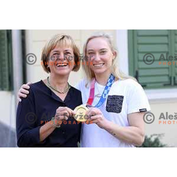 Alenka Cuderman and Janja Garnbret during Meeting of Slovenia Female Olympians at Ruska Daca, Ljubljana, Slovenia on September 25, 2021