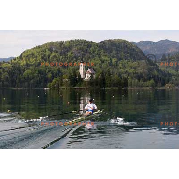 Luka Spik, Olympic gold medalist from Sydney 2000 and silver medalist from Athens 2004 during practice on lake Bled, Slovenia 28.4.2008. photo by Ales Fevzer 