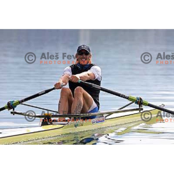 Luka Spik, Olympic gold medalist from Sydney 2000 and silver medalist from Athens 2004 during practice on lake Bled, Slovenia 28.4.2008. photo by Ales Fevzer 