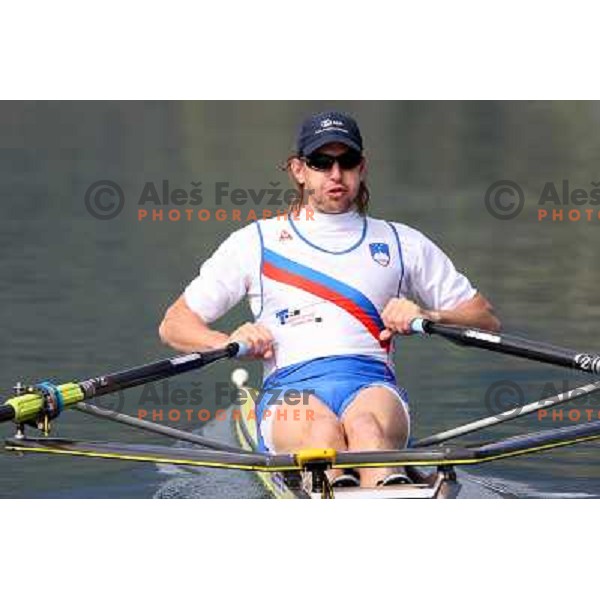 Luka Spik, Olympic gold medalist from Sydney 2000 and silver medalist from Athens 2004 during practice on lake Bled, Slovenia 28.4.2008. photo by Ales Fevzer 