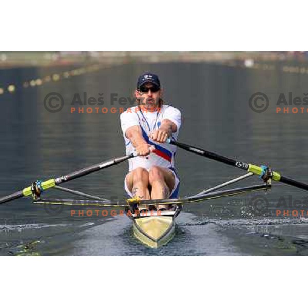 Luka Spik, Olympic gold medalist from Sydney 2000 and silver medalist from Athens 2004 during practice on lake Bled, Slovenia 28.4.2008. photo by Ales Fevzer 