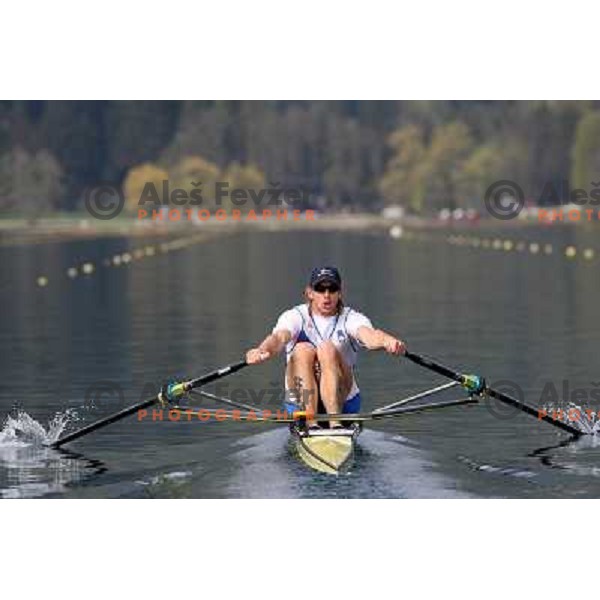Luka Spik, Olympic gold medalist from Sydney 2000 and silver medalist from Athens 2004 during practice on lake Bled, Slovenia 28.4.2008. photo by Ales Fevzer 