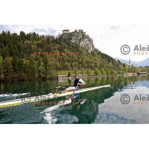 Luka Spik, Olympic gold medalist from Sydney 2000 and silver medalist from Athens 2004 during practice on lake Bled, Slovenia 28.4.2008. photo by Ales Fevzer 