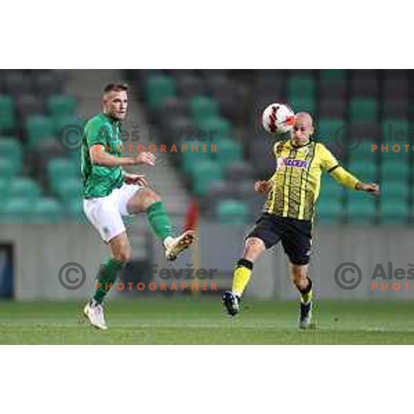 Timi Max Elsnik in action during Prva Liga Telemach football match between Olimpija and Kalcer Radomlje in Ljubljana, Slovenia on September 25, 2021