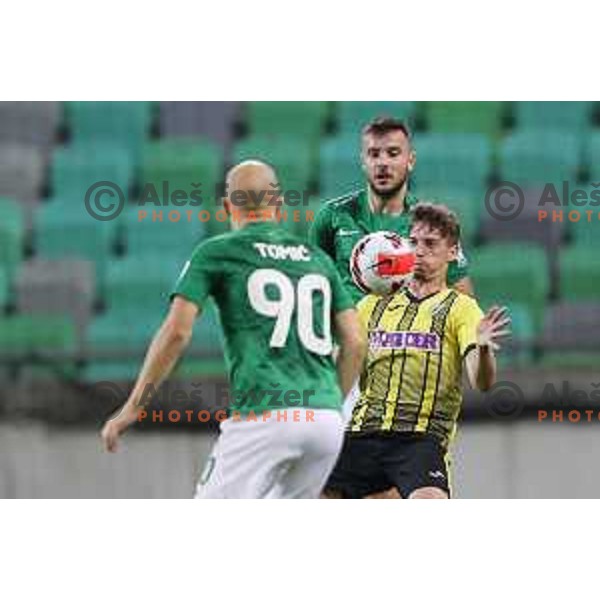 Ivan Saric in action during Prva Liga Telemach football match between Olimpija and Kalcer Radomlje in Ljubljana, Slovenia on September 25, 2021