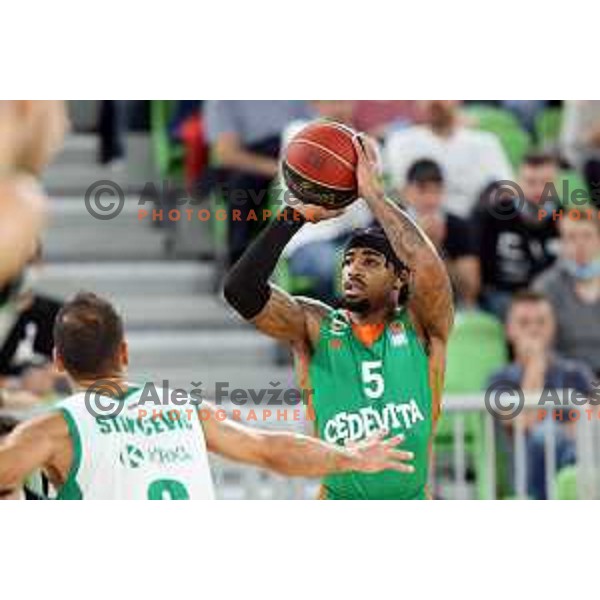 Marcus Keene of Cedevita Olimpija in action during ABA league regular season basketball match between Cedevita Olimpija and Krka in Stozice, Arena, Ljubljana, Slovenia on September 25, 2021 