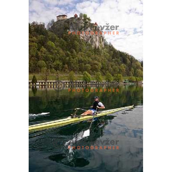 Luka Spik, Olympic gold medalist from Sydney 2000 and silver medalist from Athens 2004 during practice on lake Bled, Slovenia 28.4.2008. photo by Ales Fevzer 