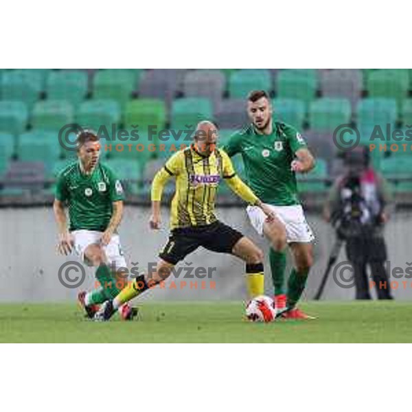 Oliver Kregar in action during Prva Liga Telemach football match between Olimpija and Kalcer Radomlje in Ljubljana, Slovenia on September 25, 2021