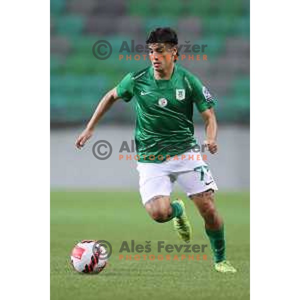 Almedin Ziljkic in action during Prva Liga Telemach football match between Olimpija and Kalcer Radomlje in Ljubljana, Slovenia on September 25, 2021