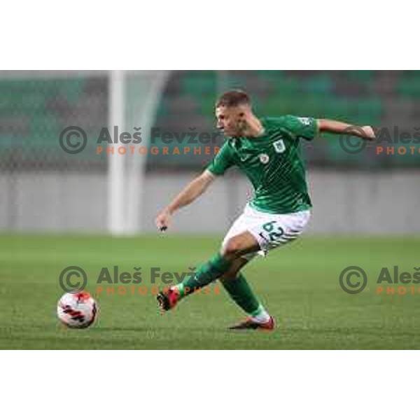 Michael Pavlovic in action during Prva Liga Telemach football match between Olimpija and Kalcer Radomlje in Ljubljana, Slovenia on September 25, 2021