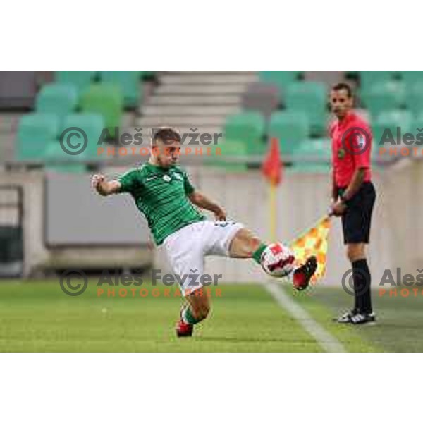 Michael Pavlovic in action during Prva Liga Telemach football match between Olimpija and Kalcer Radomlje in Ljubljana, Slovenia on September 25, 2021