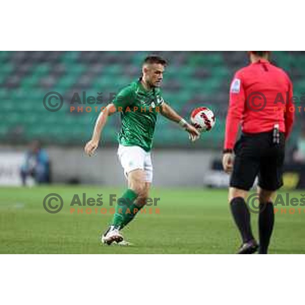 Timi Max Elsnik in action during Prva Liga Telemach football match between Olimpija and Kalcer Radomlje in Ljubljana, Slovenia on September 25, 2021