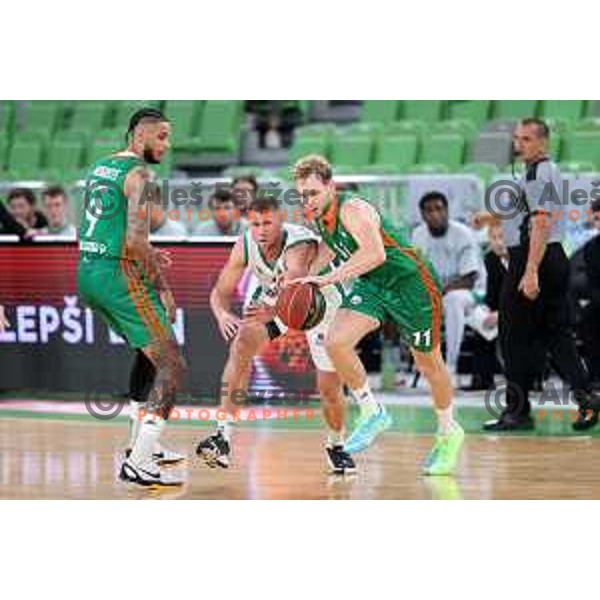 action in ABA league 2021-2022 regular season basketball match between Cedevita Olimpija and Krka in SRC Stozice, Ljubljana, Slovenia on September 25 , 2021