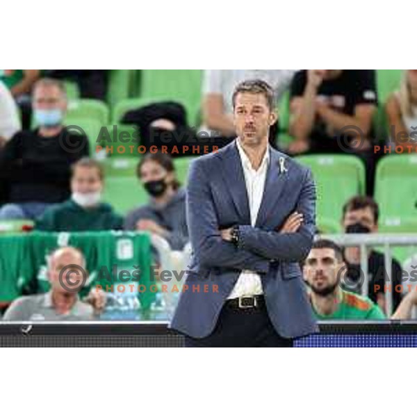 action in ABA league 2021-2022 regular season basketball match between Cedevita Olimpija and Krka in SRC Stozice, Ljubljana, Slovenia on September 25 , 2021