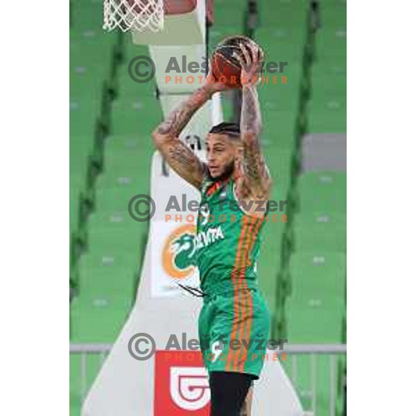 action in ABA league 2021-2022 regular season basketball match between Cedevita Olimpija and Krka in SRC Stozice, Ljubljana, Slovenia on September 25 , 2021