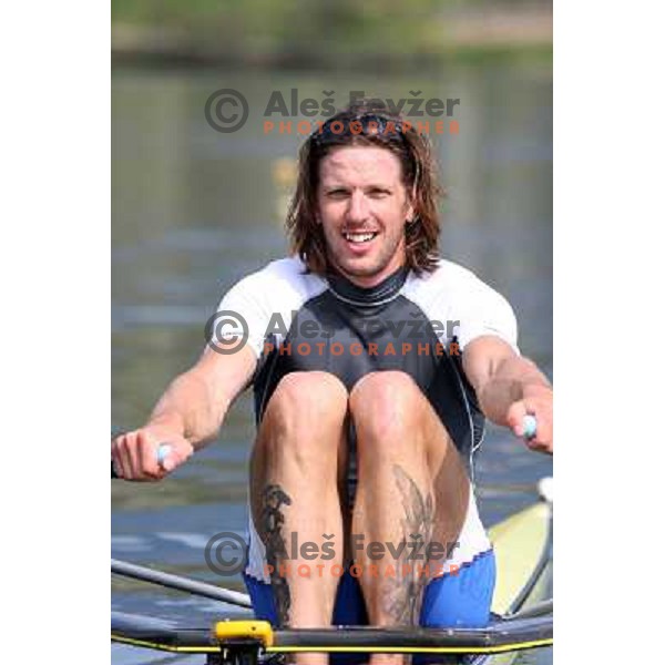 Luka Spik, Olympic gold medalist from Sydney 2000 and silver medalist from Athens 2004 during practice on lake Bled, Slovenia 28.4.2008. photo by Ales Fevzer 