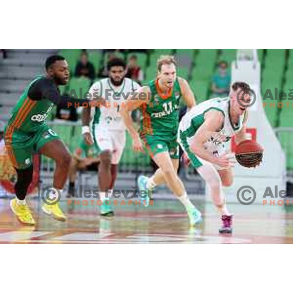 action in ABA league 2021-2022 regular season basketball match between Cedevita Olimpija and Krka in SRC Stozice, Ljubljana, Slovenia on September 25 , 2021