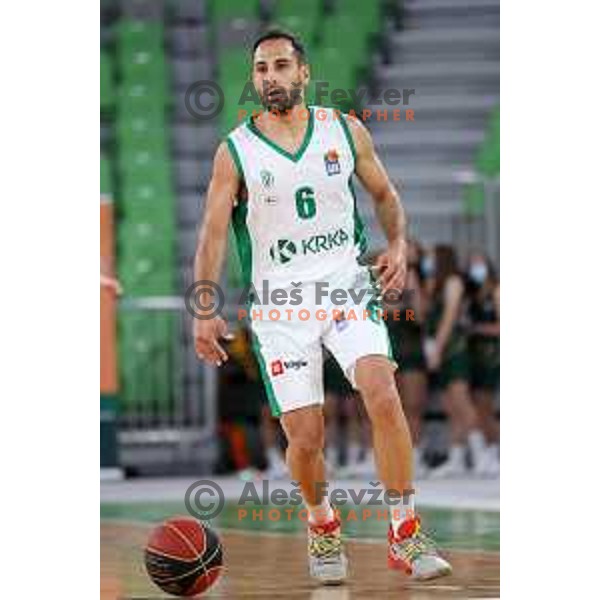 action in ABA league 2021-2022 regular season basketball match between Cedevita Olimpija and Krka in SRC Stozice, Ljubljana, Slovenia on September 25 , 2021