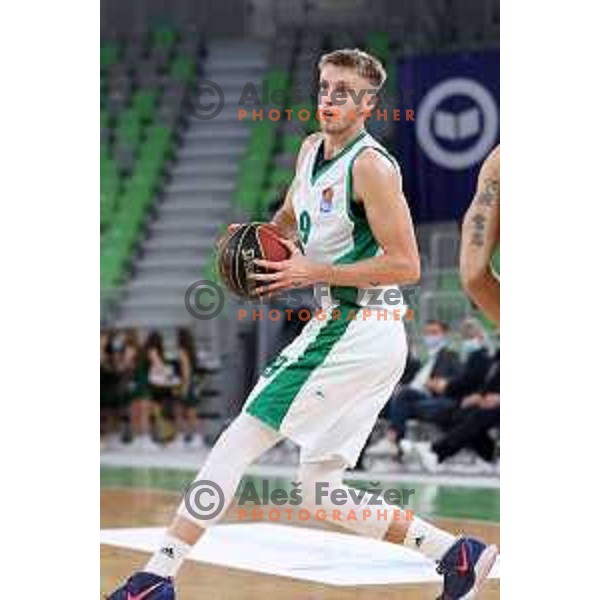 action in ABA league 2021-2022 regular season basketball match between Cedevita Olimpija and Krka in SRC Stozice, Ljubljana, Slovenia on September 25 , 2021