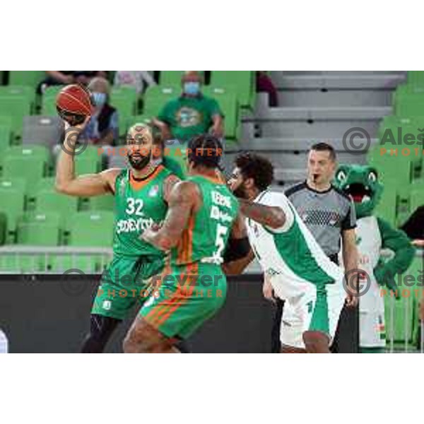 action in ABA league 2021-2022 regular season basketball match between Cedevita Olimpija and Krka in SRC Stozice, Ljubljana, Slovenia on September 25 , 2021