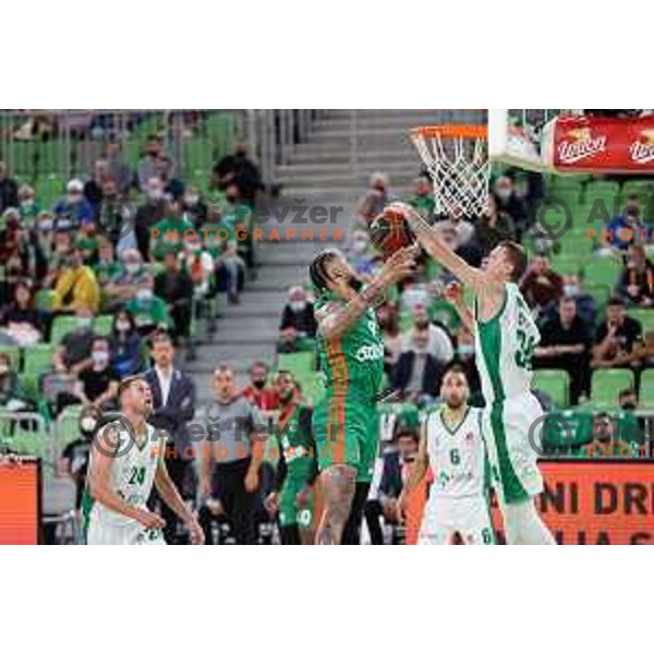 Jurij Macura of Krka in action in ABA league 2021-2022 regular season basketball match between Cedevita Olimpija and Krka in SRC Stozice, Ljubljana, Slovenia on September 25 , 2021