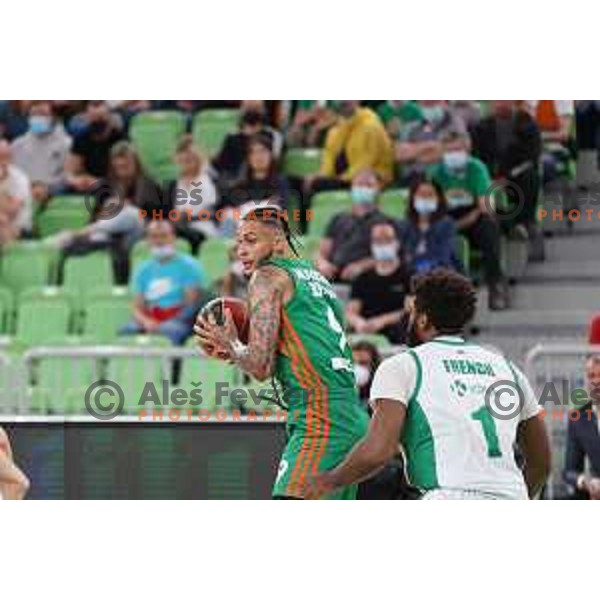 action in ABA league 2021-2022 regular season basketball match between Cedevita Olimpija and Krka in SRC Stozice, Ljubljana, Slovenia on September 25 , 2021