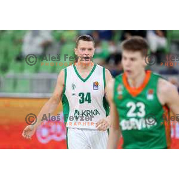 Jurij Macura of Krka in action in ABA league 2021-2022 regular season basketball match between Cedevita Olimpija and Krka in SRC Stozice, Ljubljana, Slovenia on September 25 , 2021