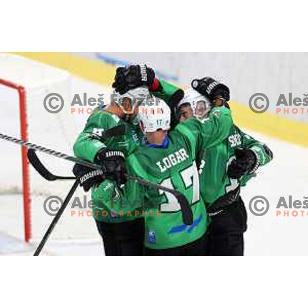 Action during IceHL 2021-2022 regular season ice-hockey match between SZ Olimpija and Black Wings Linz in Tivoli Hall, Ljubljana, Slovenia on September 26, 2021