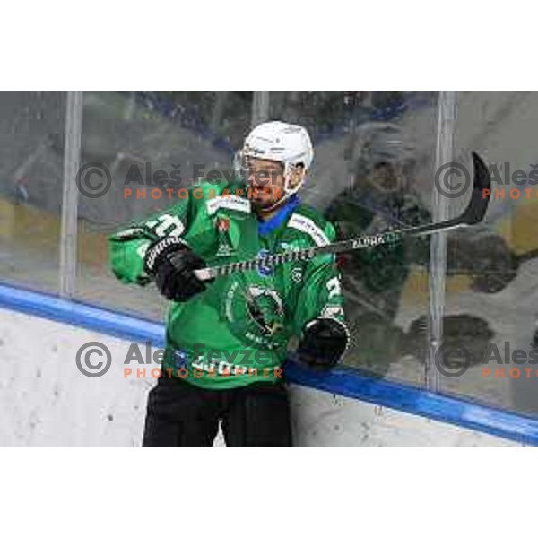 Gregor Koblar in action during IceHL 2021-2022 regular season ice-hockey match between SZ Olimpija and Black Wings Linz in Tivoli Hall, Ljubljana, Slovenia on September 26, 2021