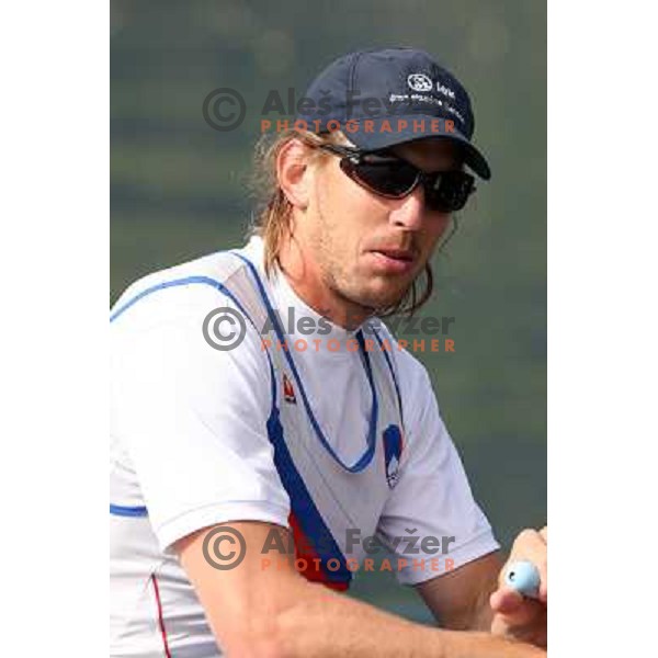 Luka Spik, Olympic gold medalist from Sydney 2000 and silver medalist from Athens 2004 during practice on lake Bled, Slovenia 28.4.2008. photo by Ales Fevzer 