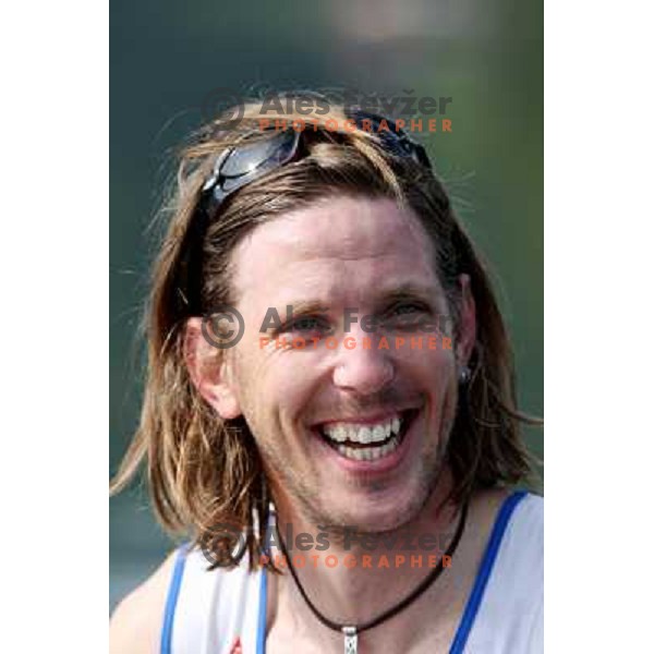 Luka Spik, Olympic gold medalist from Sydney 2000 and silver medalist from Athens 2004 during practice on lake Bled, Slovenia 28.4.2008. photo by Ales Fevzer 